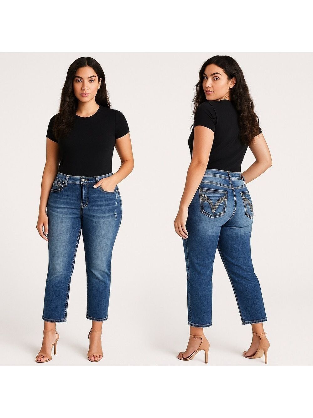 💫 VIGOSS ✨ Women’s Mid-Rise Heritage Fit Dublin Crop Straight Jeans - Sz 15/16 💫